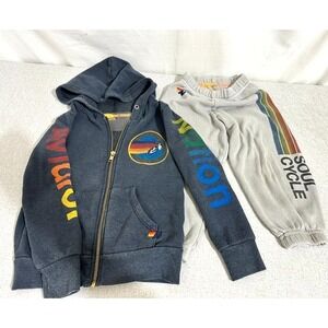 Aviator Nation 2/4T Navy Blue Logo Zip Hoodie & Gray Soul Cycle Logo Sweats